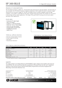 Thumbnail of document Data Sheet - SP 300-BLUE Voltmeter